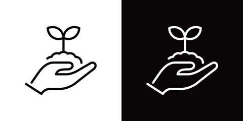 森林再生のシンプルなラインアイコン © WAWAWA