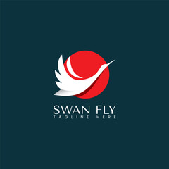 Swan logo, Abstract swan logo template