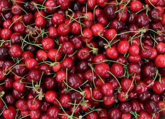 cherries as background with shallow depth of field - Image