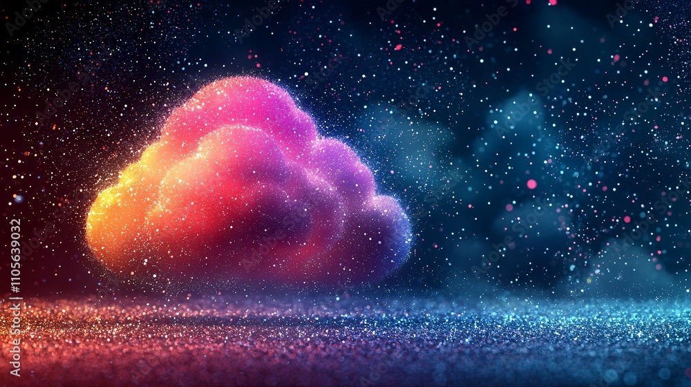 Poster A futuristic data center showcasing interconnected cloud computing systems and scalable solutions Stock Photo with side copy space