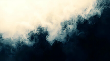 Fototapeta premium Abstract White Smoke Swirling on a Dark Blue Background, Digital Illustration