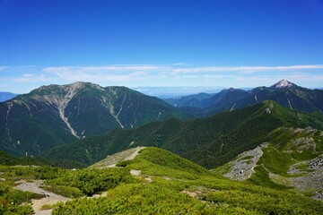 Naklejka premium 南アルプス 北岳から望む仙丈ヶ岳と甲斐駒ヶ岳