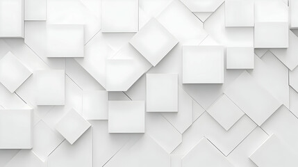 Abstract Geometric White 3D Background with Overlapping Squares and Rectangles, Creating a Modern and Minimalist Design