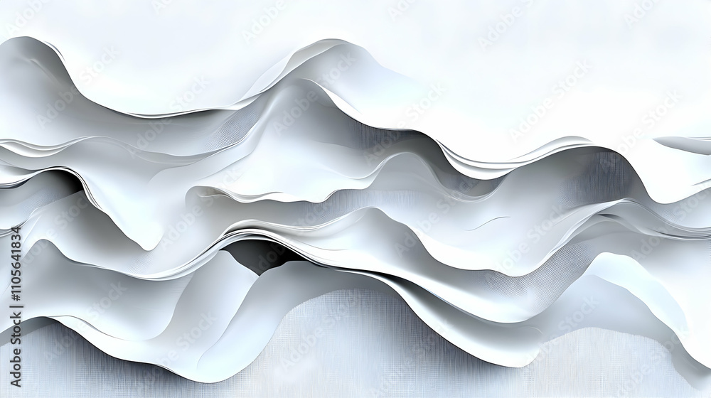 Poster abstract white wavy 3d background design with subtle texture