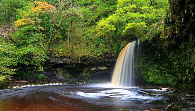 Sgwd Gwladys waterfall, Pyrddin Gorge, Pontneddfechan, Neath Valley, South Wales United Kingdom