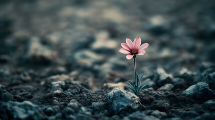 Perseverance: A Delicate Flower Blooming in a Desolate Desert - A Vibrant Symbol of Survival and Hope