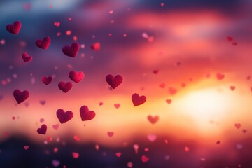 romantic sunset-themed banner perfect for promoting valentines day, providing ample space for your message