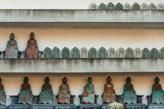 Buddha statues in a Zen Buddhist temple in Yoshino, Nara, Honshu, Japan
