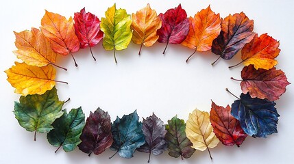 Vibrant Watercolor Maple Leaves in Circular Formation on White Background