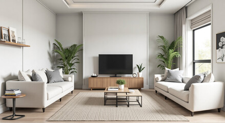 modern living room with fireplace