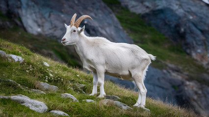 Obraz premium mountain goat on a meadow
