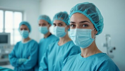 Medical Team in Surgical Attire Ready for Operation