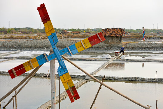 Salt fields at Karangjahe, near Lasem, Java island, Indonesia, Southeast Asia