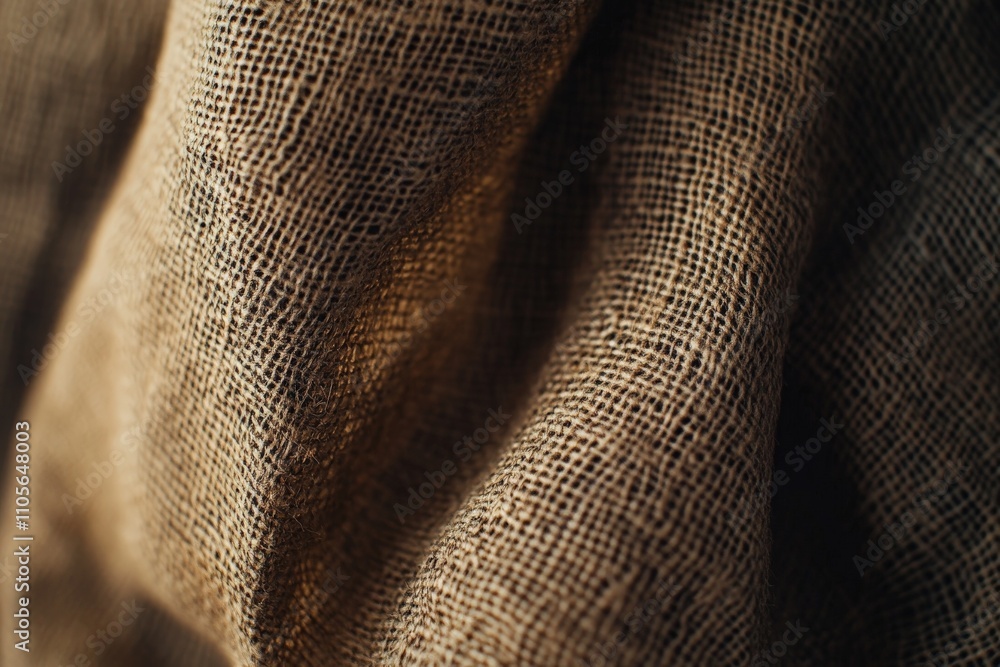 Aufkleber close-up of hemp fabric showcasing its intricate weave design, highlighting the rustic charm and nat