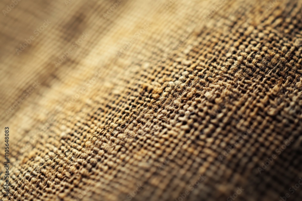 Fototapete An up-close examination of burlap fabric reveals intricate weaving patterns that highlight craftsmanship and texture in a warm, natural color palette for artistic presentation.