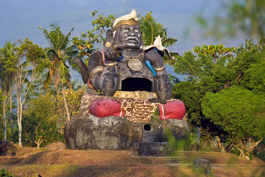 Patung Semar, giant statue of Semar, fictional character of Javanese Culture located on the slopes of Lawu Volcano Mountain, Java island, Indonesia, Southeast Asia