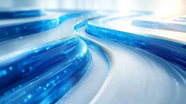 Abstract blue flowing lines business technology theme background
