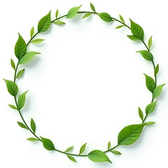 Green leaves circle border copy space area