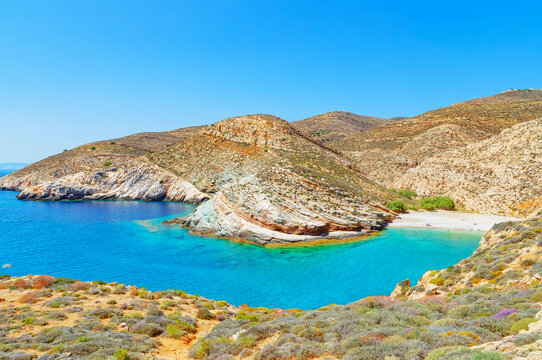 View of Livadaki bay, Folegandros Island, Cyclades Islands, Greek Islands, Greece