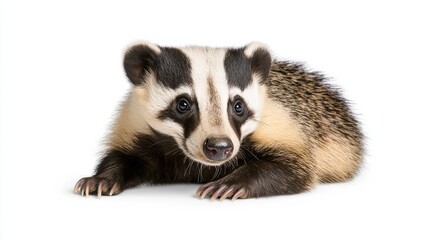 Fototapeta premium Closeup Portrait of a Curious Woodland Mammal on a White Background