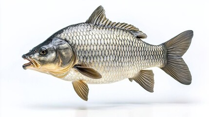 Fototapeta premium Closeup of Orange and Gray Freshwater Fish Swimming Underwater