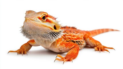 Vibrant Orange Bearded Dragon Lizard Closeup in Natural Habitat