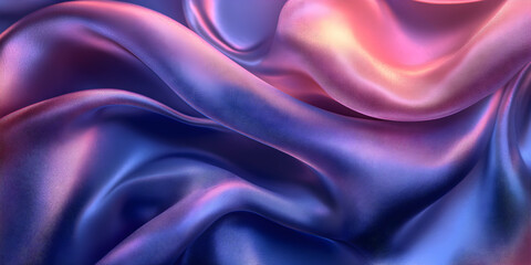 Fototapeta premium Abstract 3D Draped Silk Fabric with Gradient Colors from Purple to Pink