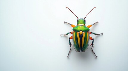 Naklejka premium Vibrant Green Beetle Macro Close Up Showcasing Nature s Intricate Beauty