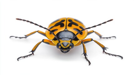 Vibrant Orange and Black Beetle with Intricate Patterning and Distinctive Antennae