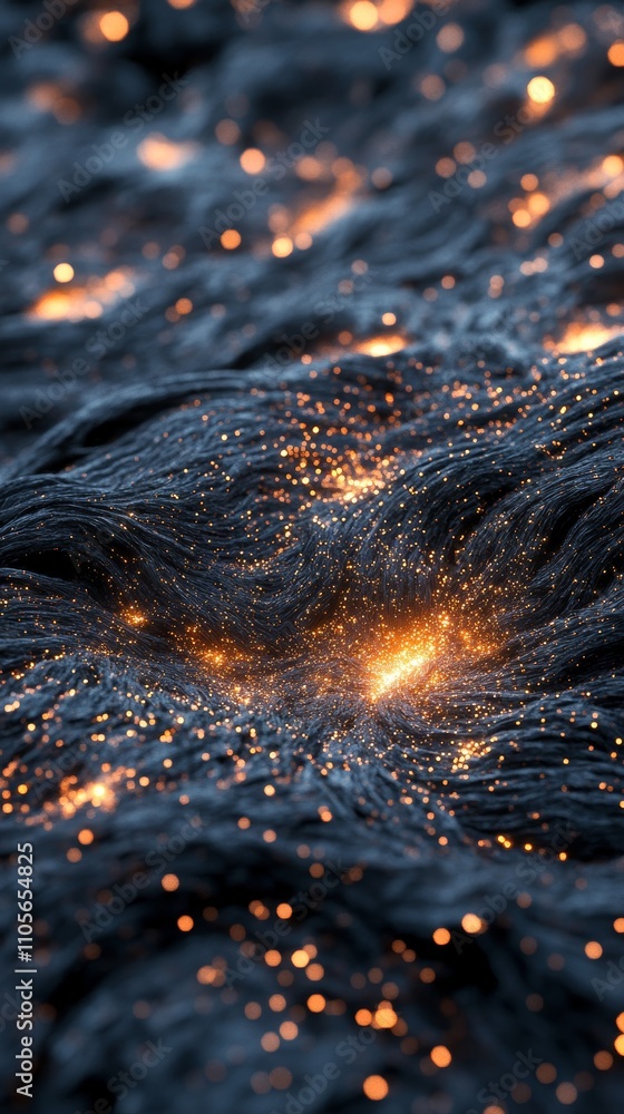 Poster abstract background with glowing particles and a textured surface.