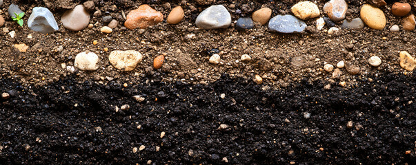 Obraz premium Soil Texture. Layers of Earth with Stones