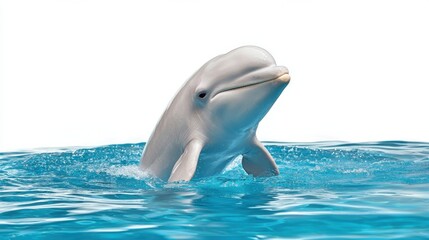 Fototapeta premium Friendly Dolphin Frolicking and Splashing in the Tropical Ocean Waters long title Friendly and playful dolphin swimming and splashing in the