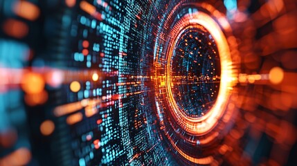 An abstract concept of biometric security enhancing business data protection strategies Stock Photo with side copy space