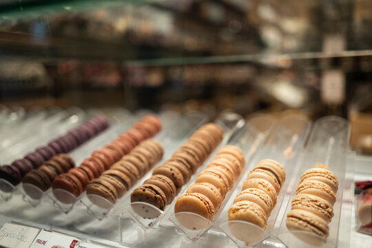 Macaroons (macarons) for sale, Royal Gallery of Saint Hubert, Brussels, Belgium