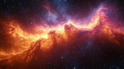 Obraz premium Galactic starbursts with vibrant radiant hues, swirling nebula gradients, and intricate energy trails