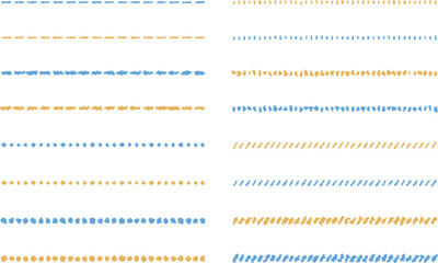 イラスト素材：ライン素材のあしらい　手書きのシンプルでかわいい罫線　黄色　青　水色	 simple hand draw borders