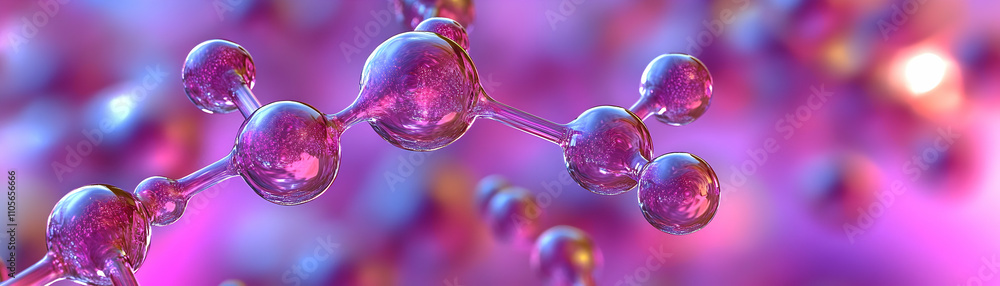 Aufkleber 3d render of molecular structure with pink and purple abstract background