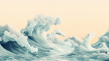 soft and dreamy illustration of ocean waves with gentle colors