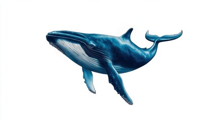 Fototapeta premium Majestic Whale Swimming Gracefully in the Depths of the Vast Mysterious Ocean