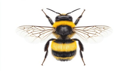 Fototapeta premium Closeup Shot of a Buzzing Bee Pollinating a Flower in a Summer Garden