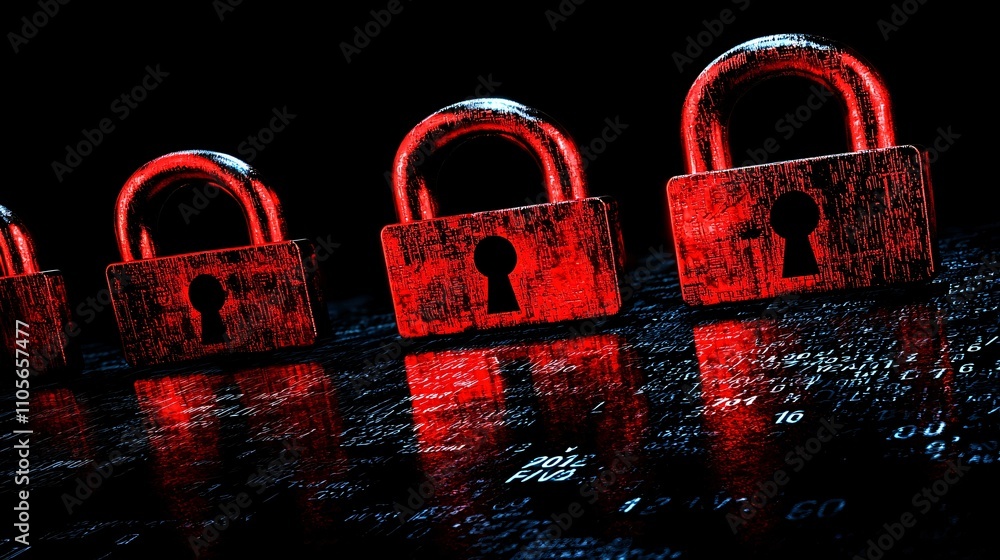 Aufkleber A presentation on the benefits of integrating cybersecurity into digital business models Stock Photo with side copy space