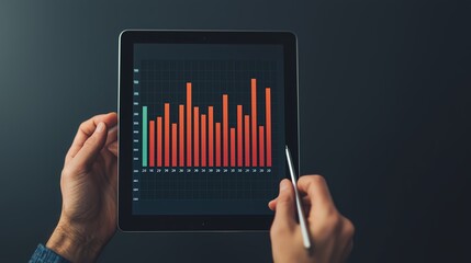 Detailed price comparison chart on a tablet, bright office lighting, hands holding stylus, representing informed decisionmaking