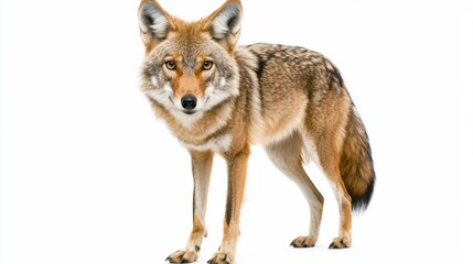 Fototapeta premium Vigilant Coyote Surveying the Wilderness with Cautious Curiosity in Natural Habitat