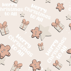Cute Christmas and New Year seamless pattern 