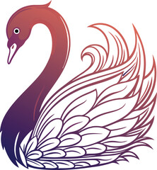 A Vector silhouette  glowing swan 
