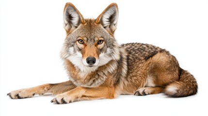 Obraz premium Attentive Coyote Vigilantly Observing Its Surroundings in the Wilderness