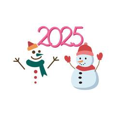New year winter happy cartoon snowman