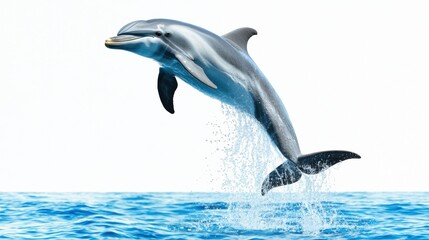 Fototapeta premium Majestic Dolphin Leaping High from Peaceful Ocean Waves