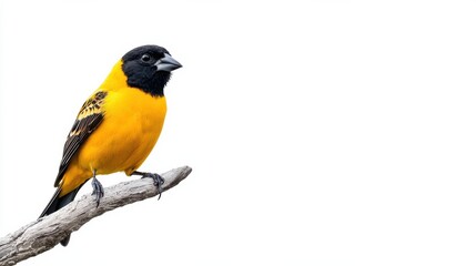 Naklejka premium Vibrant Yellow Songbird Perched on a Branch in Nature