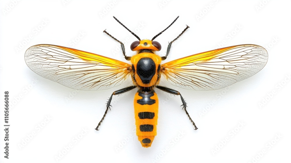 Poster captivating wasp with intricate wings and striking color pattern